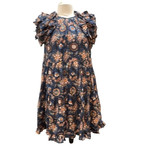 Nwt Ulla Johnson Adele Tiered Ruffle Dress in Twilight Floral SZ 8 - Picture 5 of 13